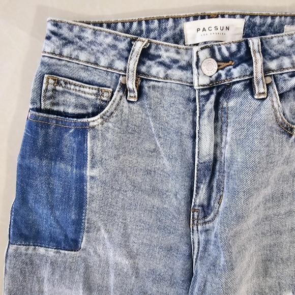 PACSUN Patchwork Denim Cut Off Jeans Womens Size 23 - Picture 4 of 10